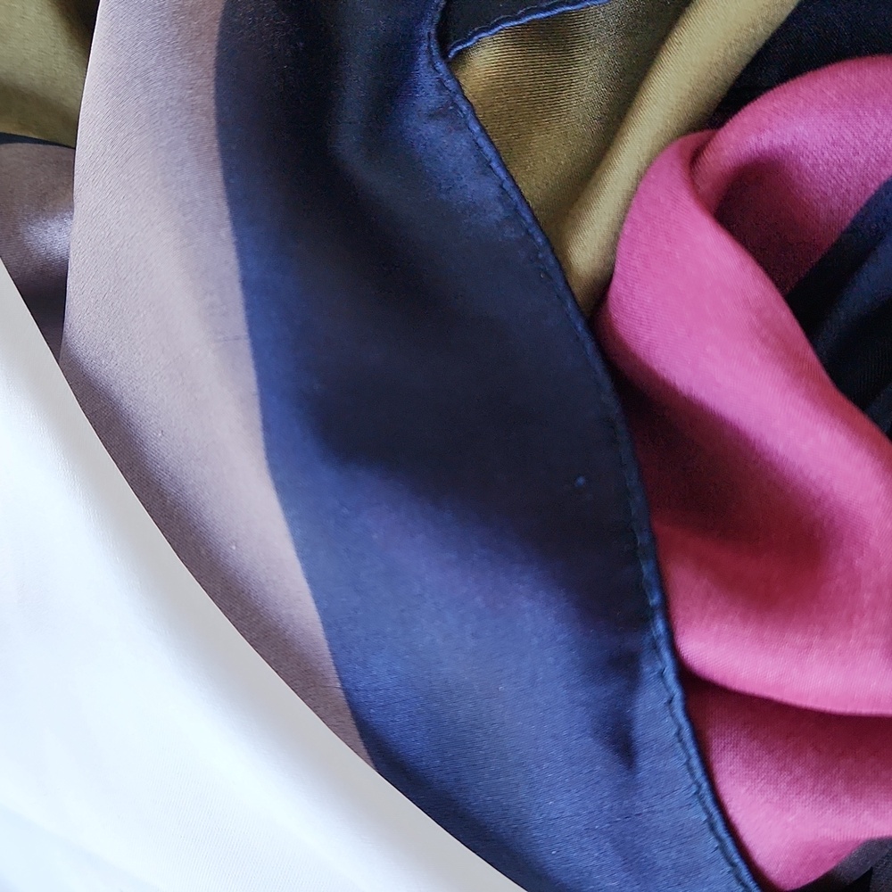 Color Block Silk Scarf-Wrap